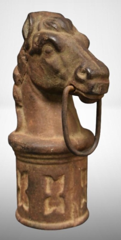 Cast Iron horse head hitching post topper