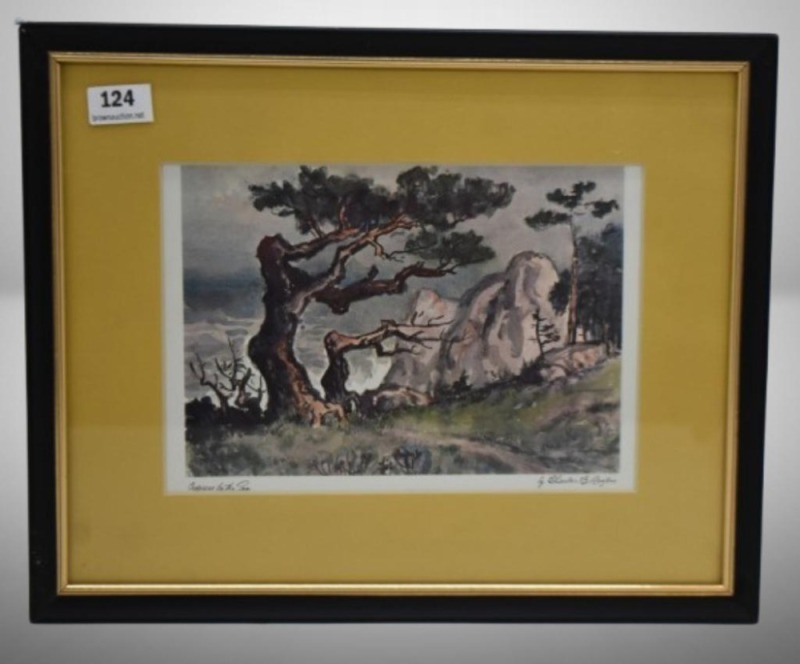 Charles B. Rogers lithograph titled "Cypress by the Sea"