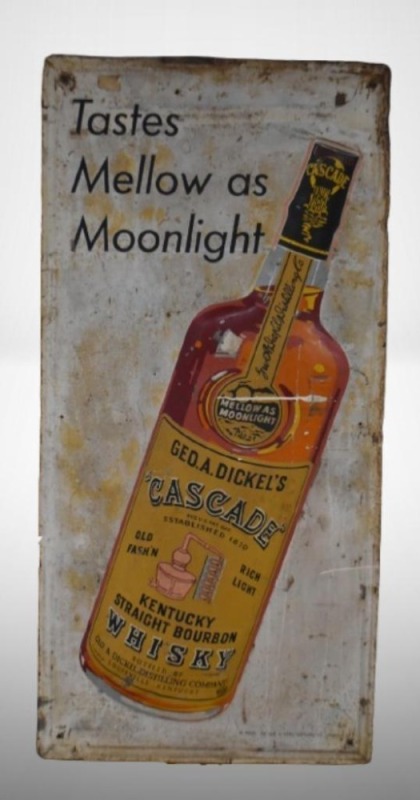 SST embossed Cascade Whisky advertising sign