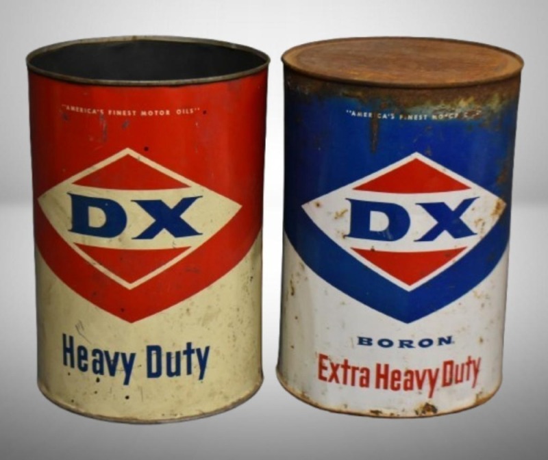 (2) DX 5 qt. motor oil cans:Heavy Duty and Boron Extra Heavy Duty