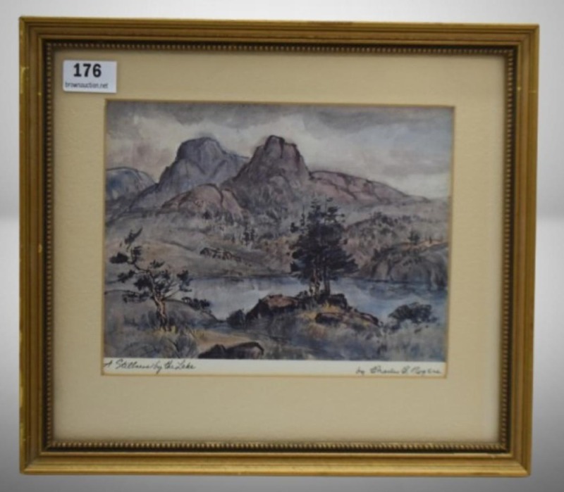 Charles B. Rogers lithograph titled "A Stillness by the Lake