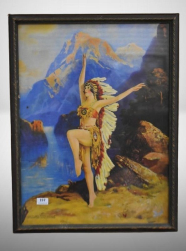 Indian maiden print titled "Helen Pachaud, Feature Dancer of the celebrated Wright dancers"
