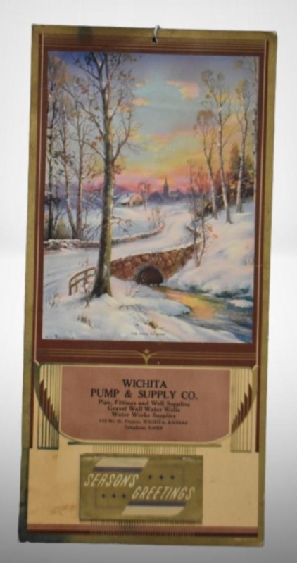 1940 Advertising calendar - Wichita Pump and Supply Co., Wichita, KS., "The Road to Home"