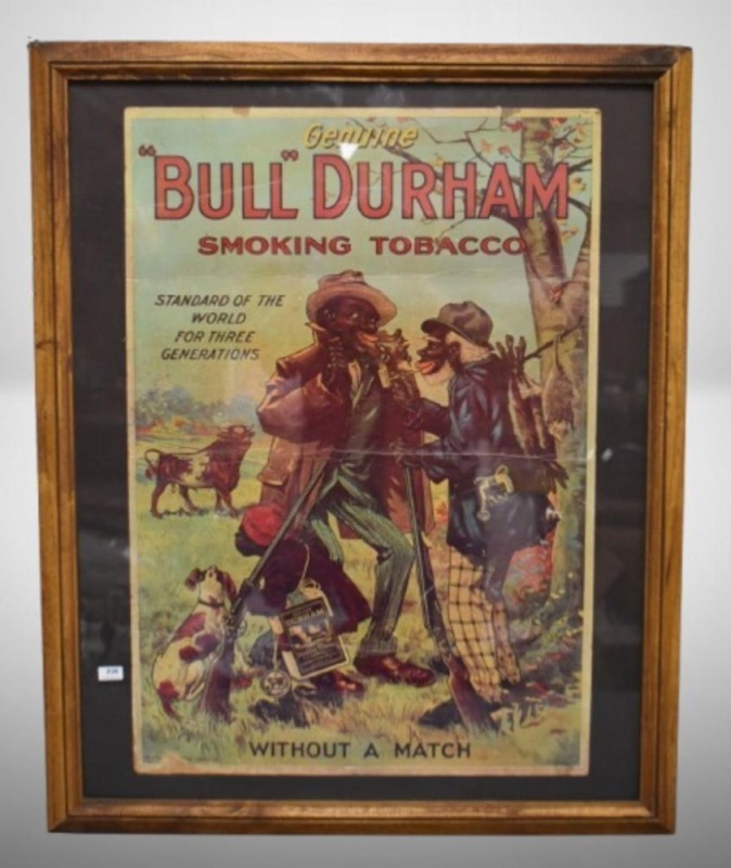 Genuine Bull Durham Smoking Tobacco advertising print titled "Without a Match"