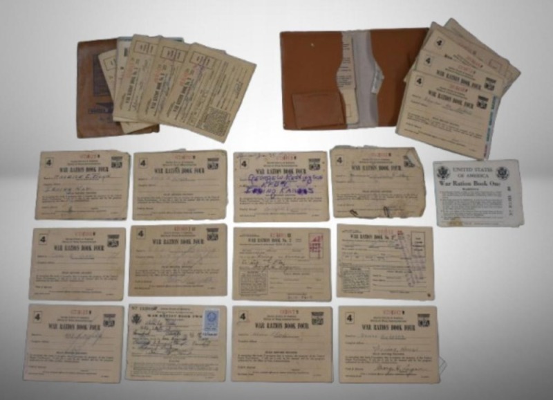 USA War Ration Books, #1, 2, 3 and 4 + folder and book to store them in