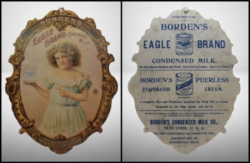 1900's Die Cut "Borden's Eagle Brand Condensed Milk" advertisement