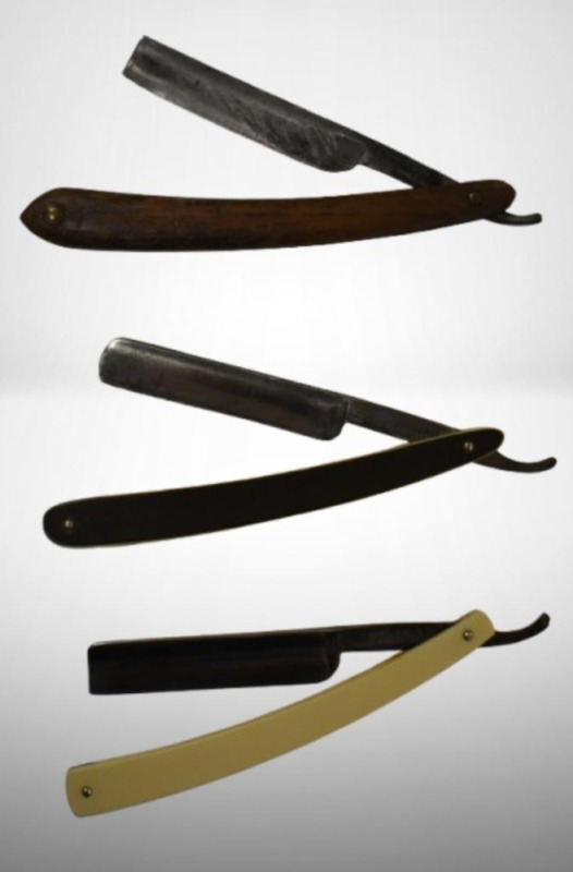 (3) Vintage straight edge razors: Geo. Westenholm and Sons; Dixie Mfg. Co., CA; G.H. Fralick "The Wichita"
