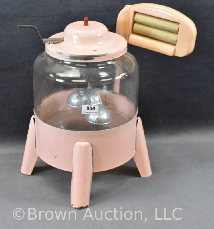 Vintage toy washing machine by C.G. Wood Co.(wringer cracked and taped on)