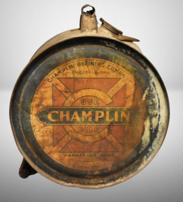 Vintage Champlin Refining 5 gal. Oil rocker can