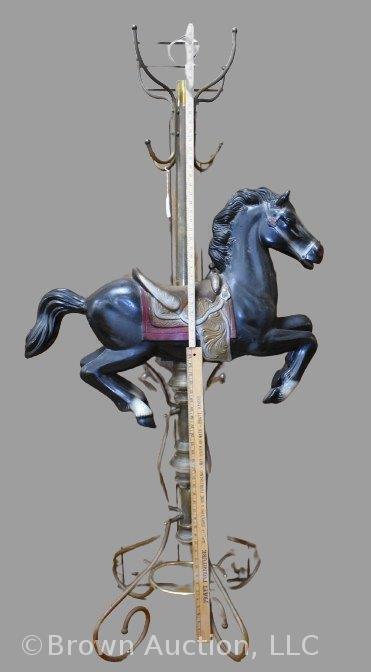 Homemade brass coat/ hat rack with plastic carousel horse body