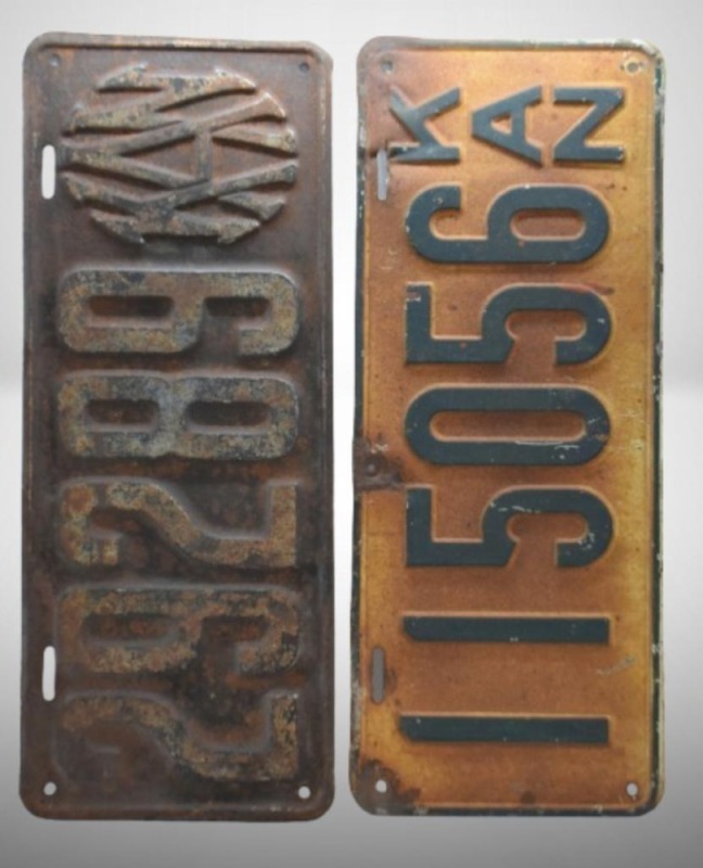 (2) Kansas license tags: 1918 and 1919