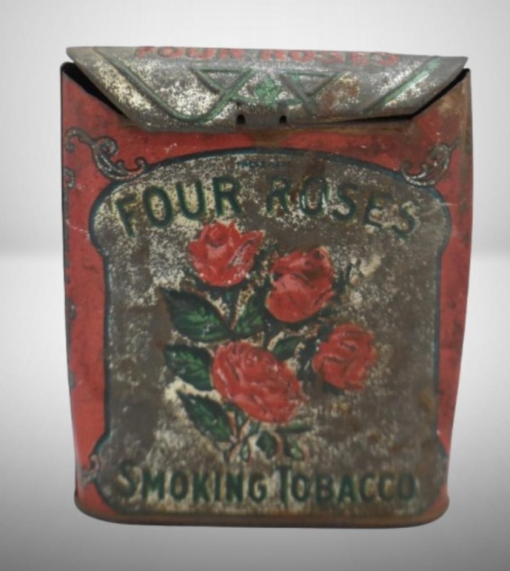 "Four Roses Smoking Tobacco" embossed pocket tin
