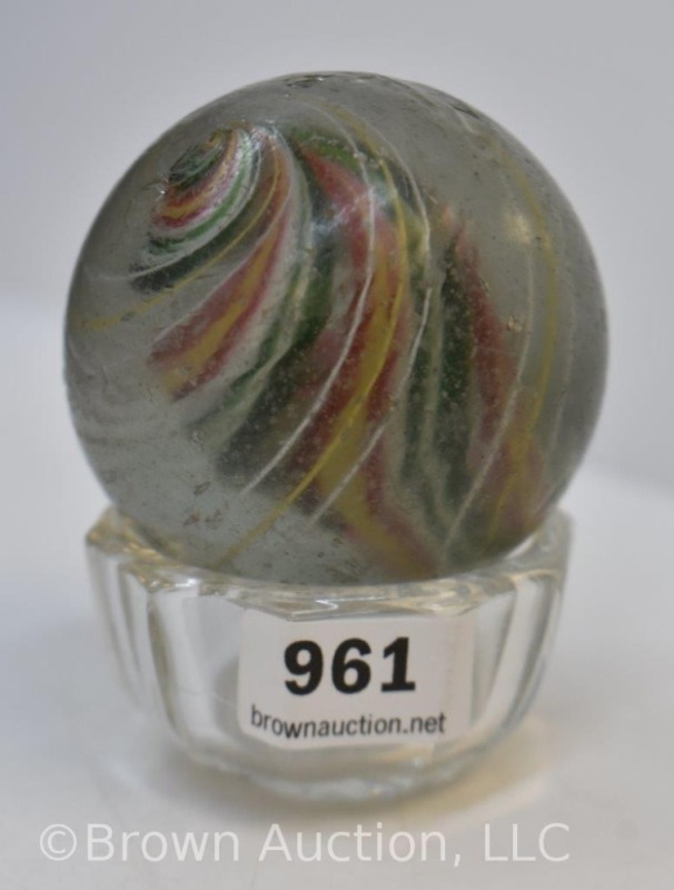 Handmade divided core swirl marble, 2"