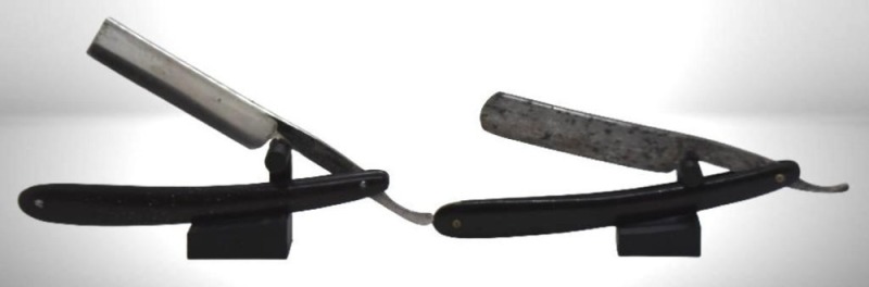 (2) German straight edge razors: Crown Sword; A.W. Wadsworth and Son, XLNI