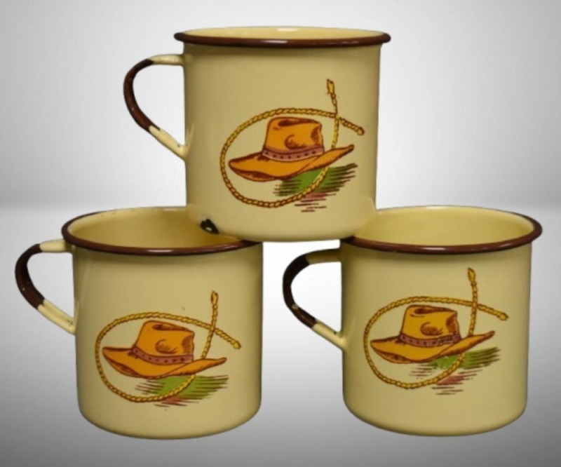 (3) Monterrey Western Ware 3" coffee mugs