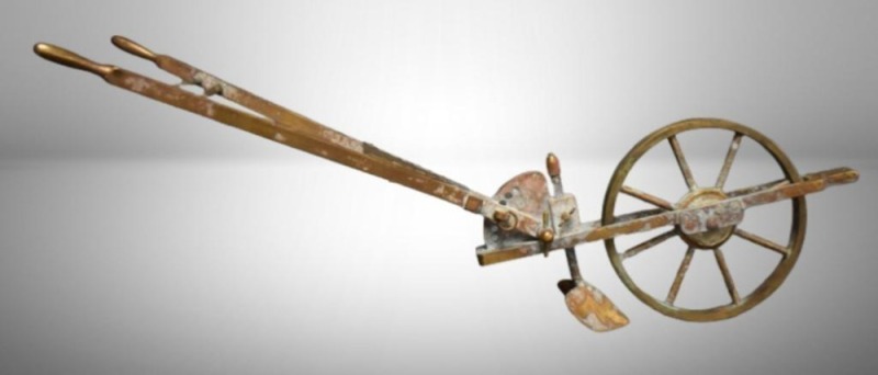 Vintage brass salesman sample walking plow