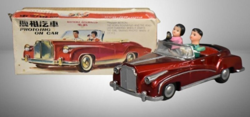 1960's Mystery Action "Photoing on Car" battery operated toy, original box