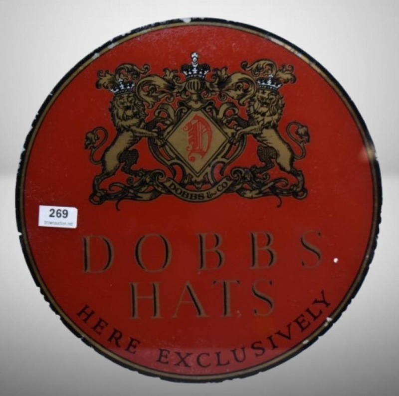 Glass advertising sign - Dobbs Hats