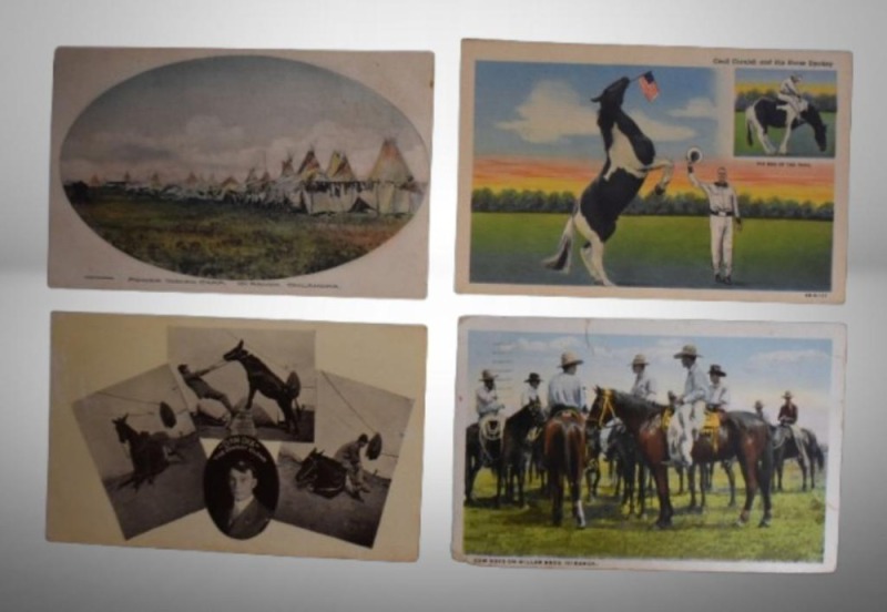 (4) Miller Bros. 101 Ranch Wild West Show postcards, early 1900's post dates