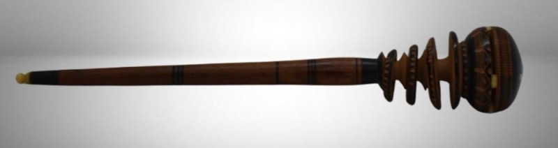Mexican Molinillo whisk used for creating frothy hot chocolate, decorative carvings