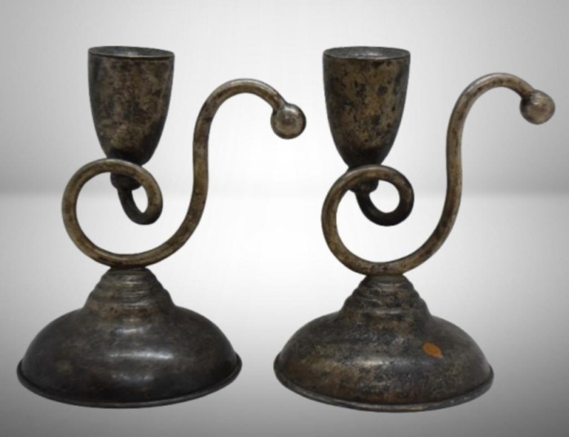 Pair of mrkd. Sterling 925 Art Deco 5.5" candlesticks