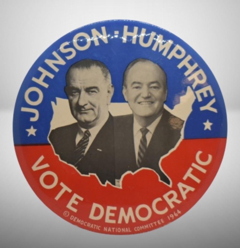 1964 Johnson-Humphrey Vote Democratic 9"d desk or wall item