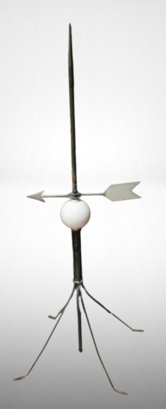Vintage lightning rod w/ glass ball and weather vane