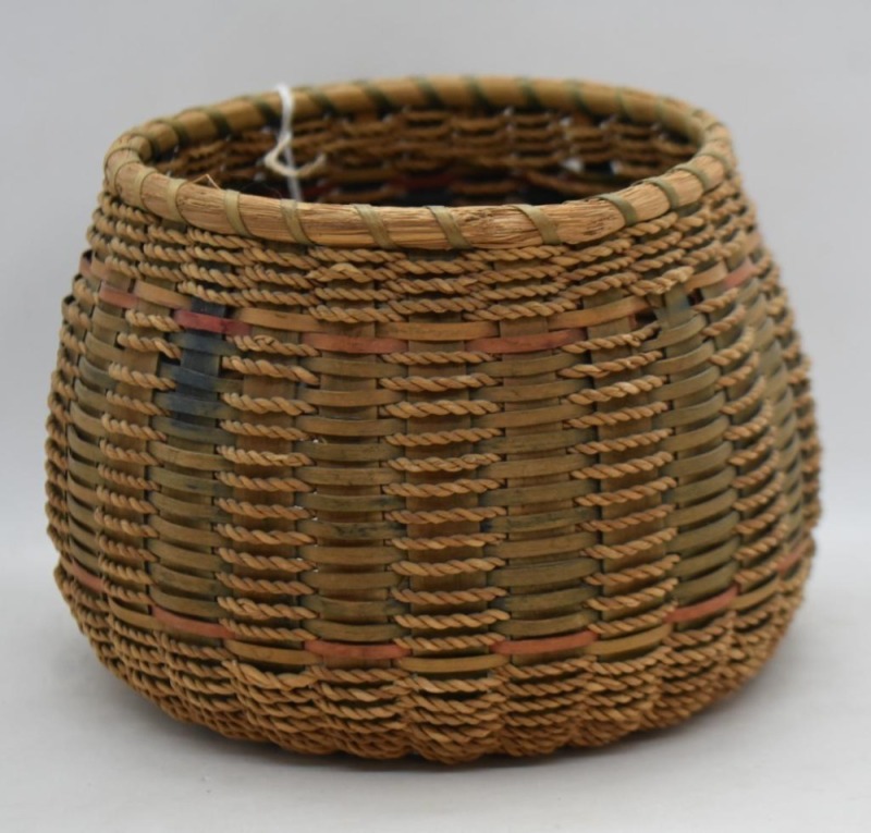 Native American rope and ash handmade 4.75"h basket