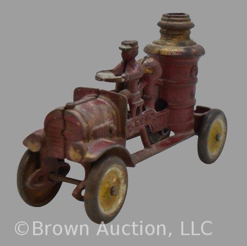 Cast Iron fire pump truck w/ driver (Hubley?)