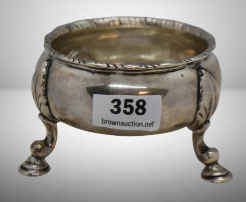 Silver ftd. master salt, London 1748, George II, 2.4 oz.