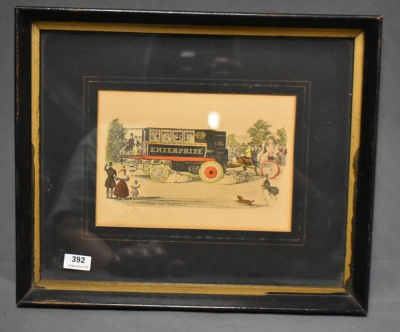 Color print of "Enterprise/ London Paddington Steam Carriage Co." omnibus