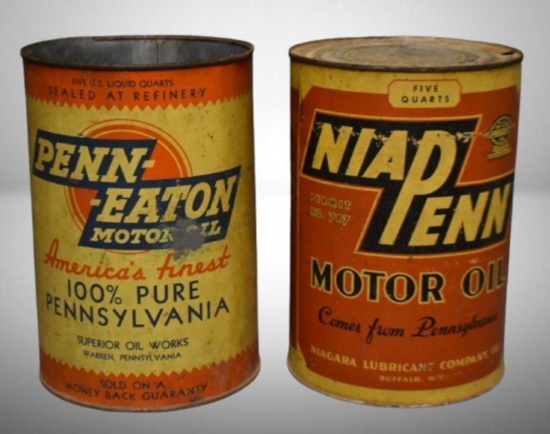 (2) 5 qt. oil cans - Penn Eaton & Nia Penn