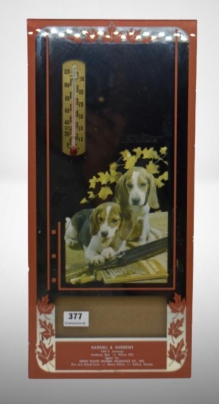 Advertising mirrored thermometer - Hadsall and Andrews, Anthony, KS, cute puppies picture