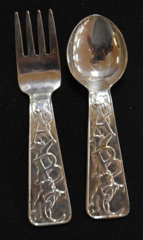 Mrkd. Tiffany and Co. Sterling Silver baby's "ABC" fork and spoon