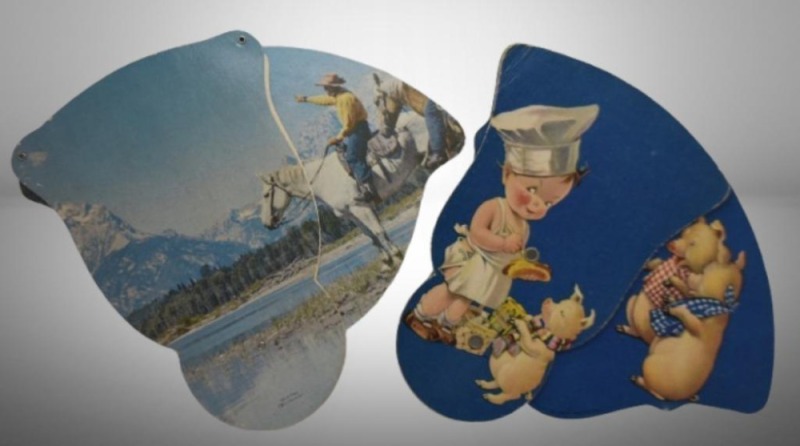(2) Fold out advertising fans: Old Seville restaurant and gift shop, Austin, TX; Herbert L. Birum, Jr. campaign