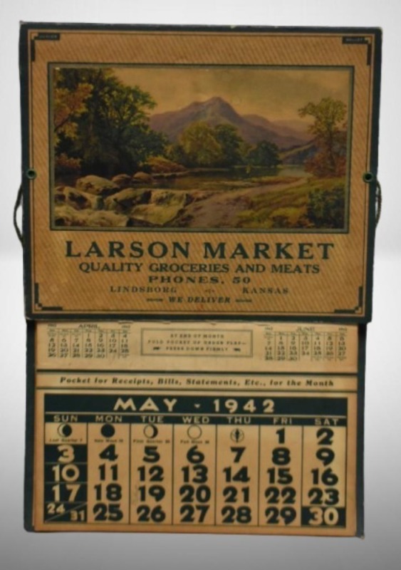 1942 advertising calendar - Larson Market, Lindsborg, KS