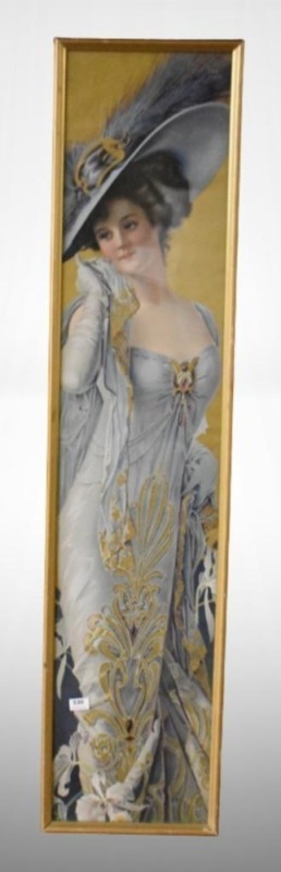1910 yard long Art print of Pompeian Beauty. gold and lavender model by Forbes
