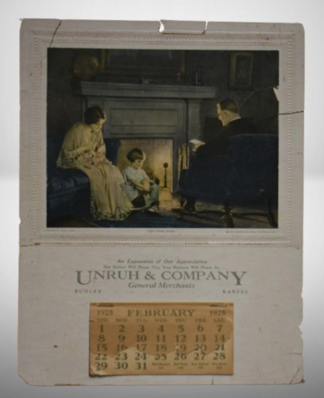 1925 advertising calendar - Unruh and Co. General Merchange, Buhler, KS, "Ties that Bind"