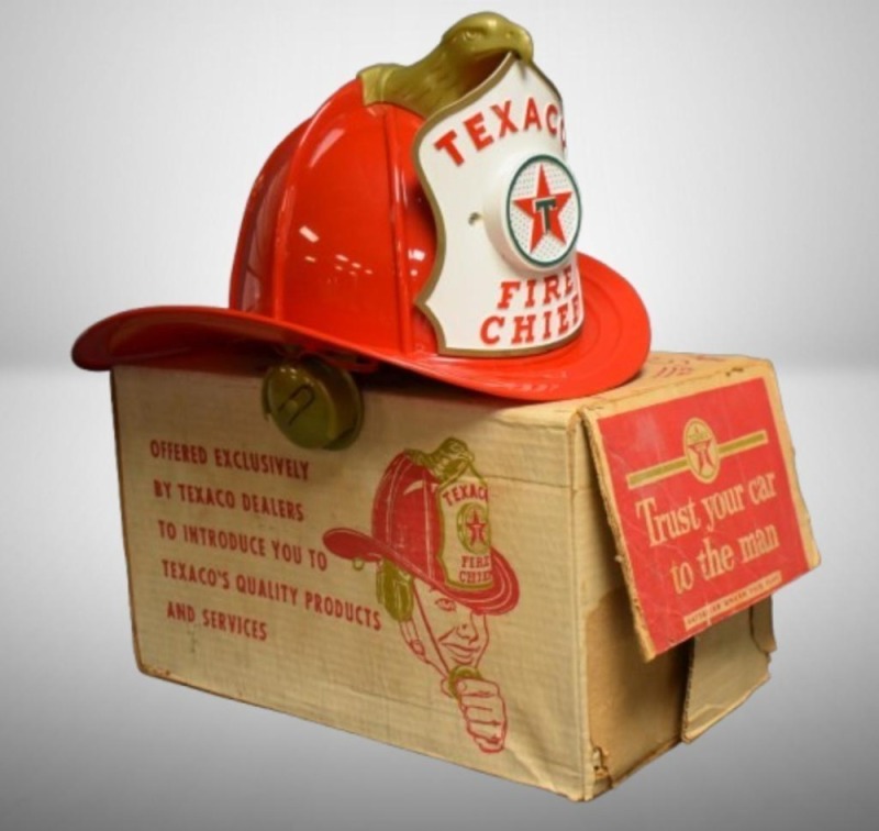 Texaco Fire Chief hat, rugged hard plastic, original box