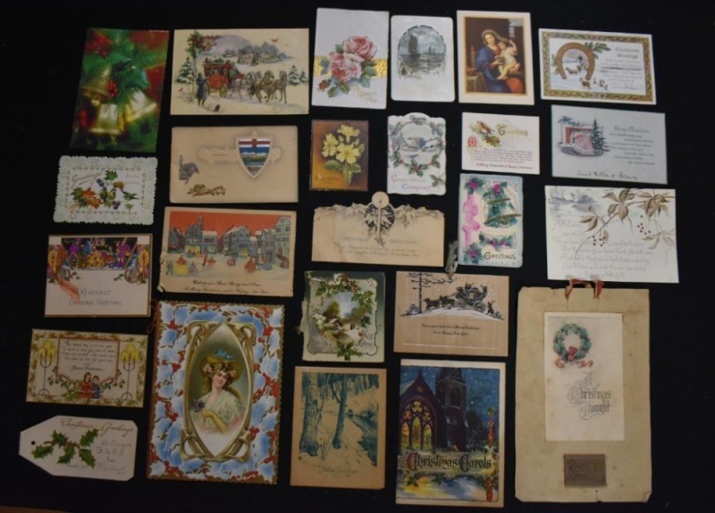 Large assortment of vintage Christmas calling cards