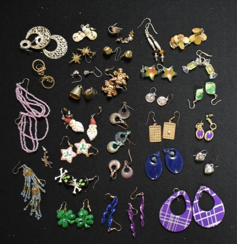 Assortment of colorful and novelty earrings