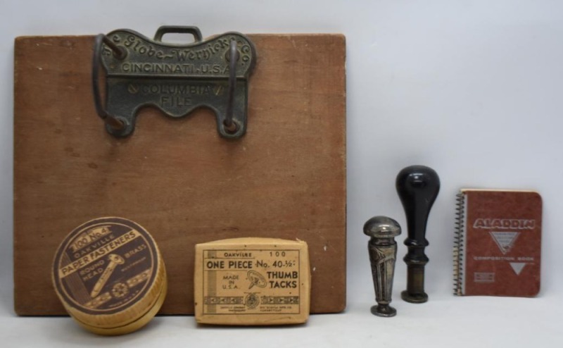 Globe-Wernicke Co. Columbia File clip board + few vintage office supplies