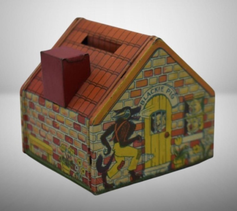 J. Chein "Three Little Pigs Bank", tin litho