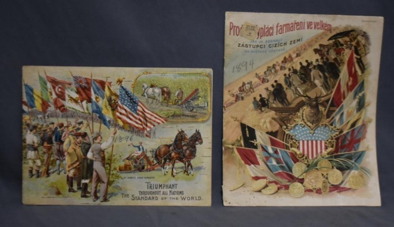 (2) Early McCormick Deering booklets: 1896, front and back covers only; 1894 complete manual in foreign lamguage