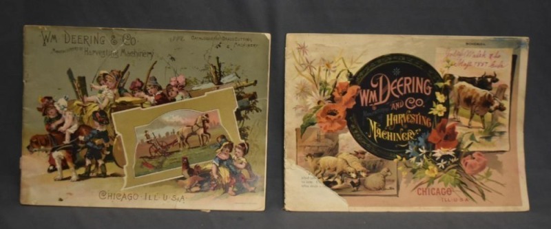(2) Wm. Deering and Co. Harvesting Machinery paper items: 1888 Catalogue of Grass Cutting Machinery, complete; 1887 informational booklet in foreign language
