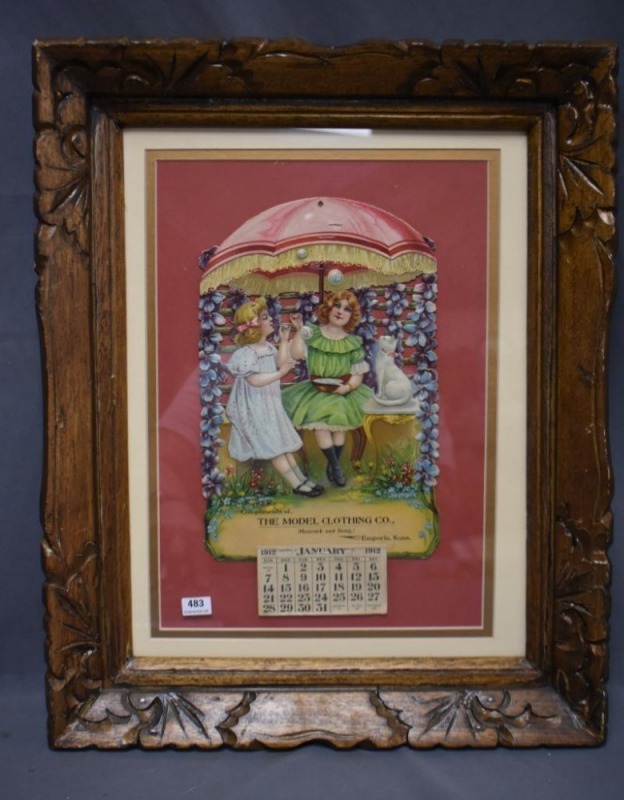 1912 advertising calendar - The Model Clothing Co., Emporia, KS