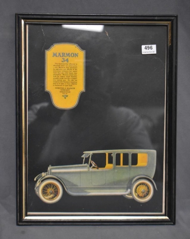 Marmon 34 vintage car advertising print for Nordyke and Marmon Motor Car Co., Indianapolis, IN