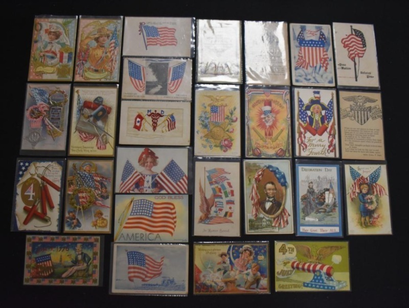 (40) Vintage seasonal postcards - Decoration Day, 4th of July, Thanksgiving