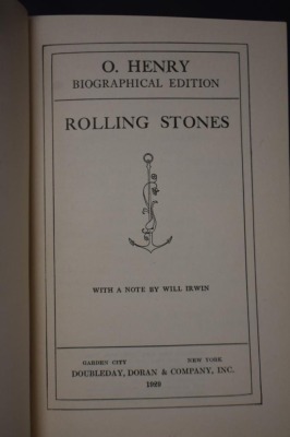 (18) Hard back volumes of O'Henry Biographical Edition with various titles, complete set, published by Doubleday, Doran & Co., Inc., NY, c.1929 - 18
