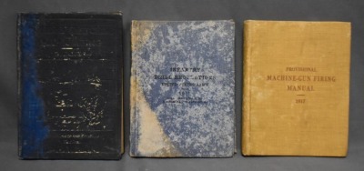 (3) Hard back books: 1 - Provisional Machine-Gun Firing Manual, Washington Government Printing Office, 1917; 2 - Infantry Drill Regulations, United States Army, Washington Government Printing Office, 1918; 3 - Elements of Military Sketching and Map Readin - 2